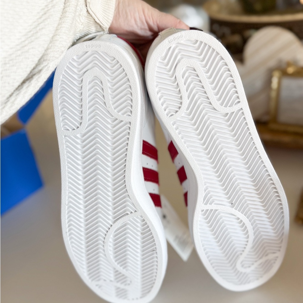 Adidas White and Red Superstar Sneakers - Picture 6 of 6